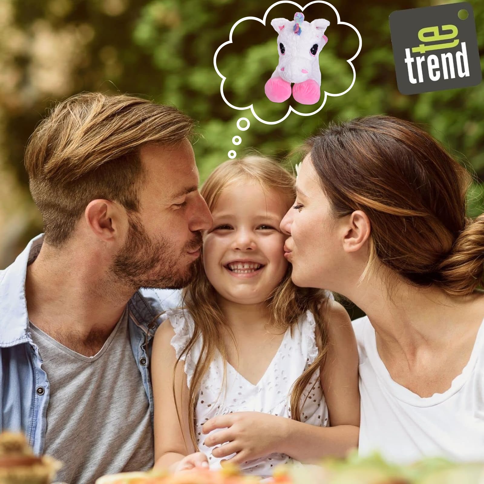 TE-Trend Riesen Einhorn XXL Kuscheltier Plüschtier Stofftier Weiß 110 cm Groß Deko Regenbogen Glitzerhorn Mehrfarbig
