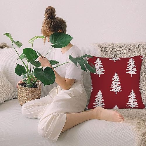 Miniatura 3 de Juego de 2 fundas de almohada rojas de Navidad de 18 x 18 pulgadas, con estampado de árbol de Navidad, fundas decorativas de invierno, vacaciones,