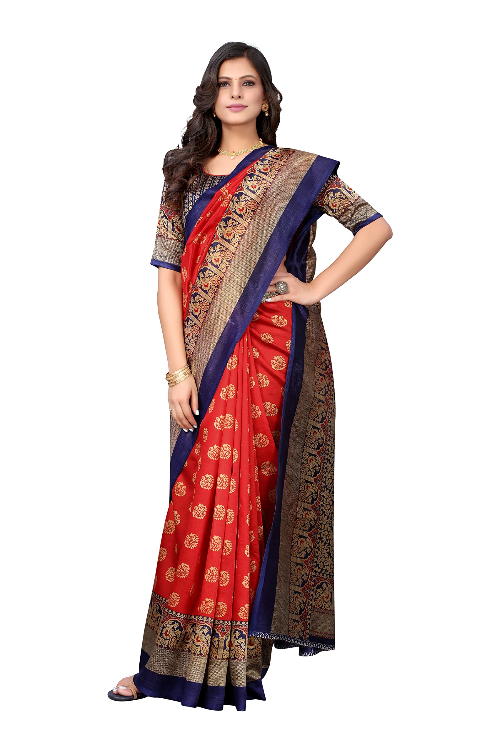 Sari para mujer Yashika Jacquard Art Sil longitud estándar - Imagen 10 de 13