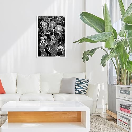 Miniatura 6 de ZHIXQMG Póster retro para fiesta de discoteca en blanco y negro, bola de espejo de los años 80, bohemio, chic, lienzo para pared, impresión de