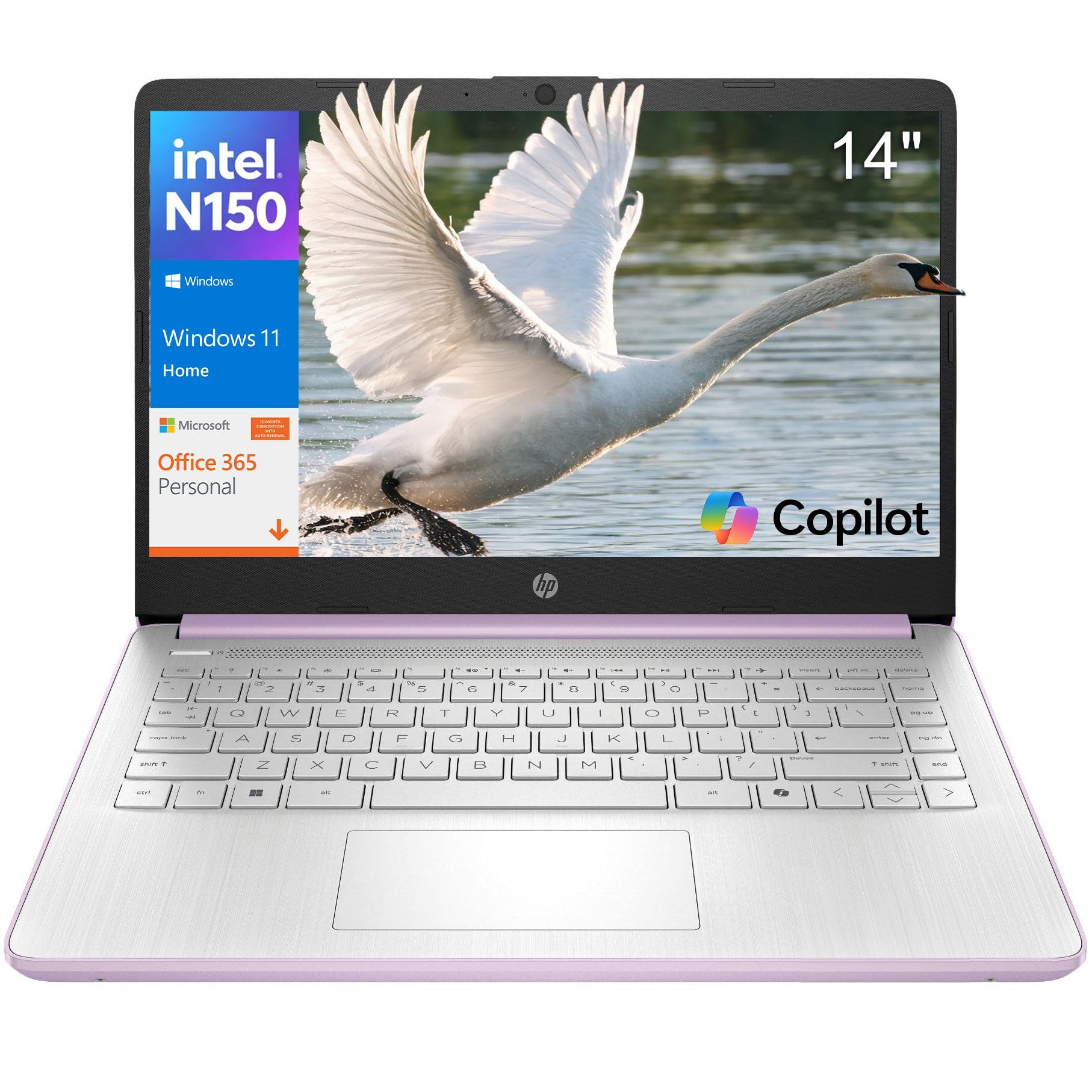 HP 14" Laptop Computer 2026, Office 365, Intel N150 CPU, 128GB Storag