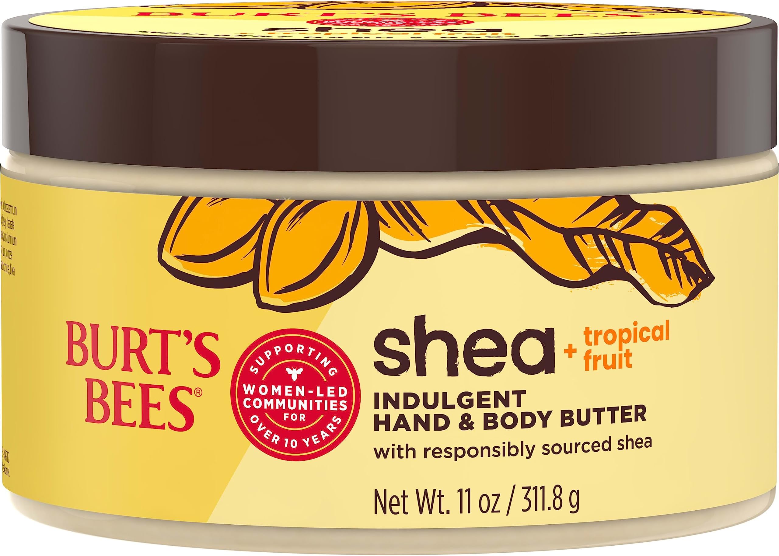 Shea + Tropical Fruit Indulgent Hand and Body Butter, Non-Greasy, Antioxidant Rich for Glowing Skin, Non-Irritating, Natural Origin Skin Care, 11 oz.