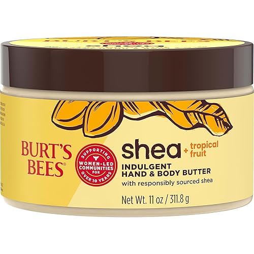 Burt's Bees Manteca de karité + frutas tropicales indulgente para manos y cuerpo, no grasa, rica en antioxidantes para una piel brillante, no