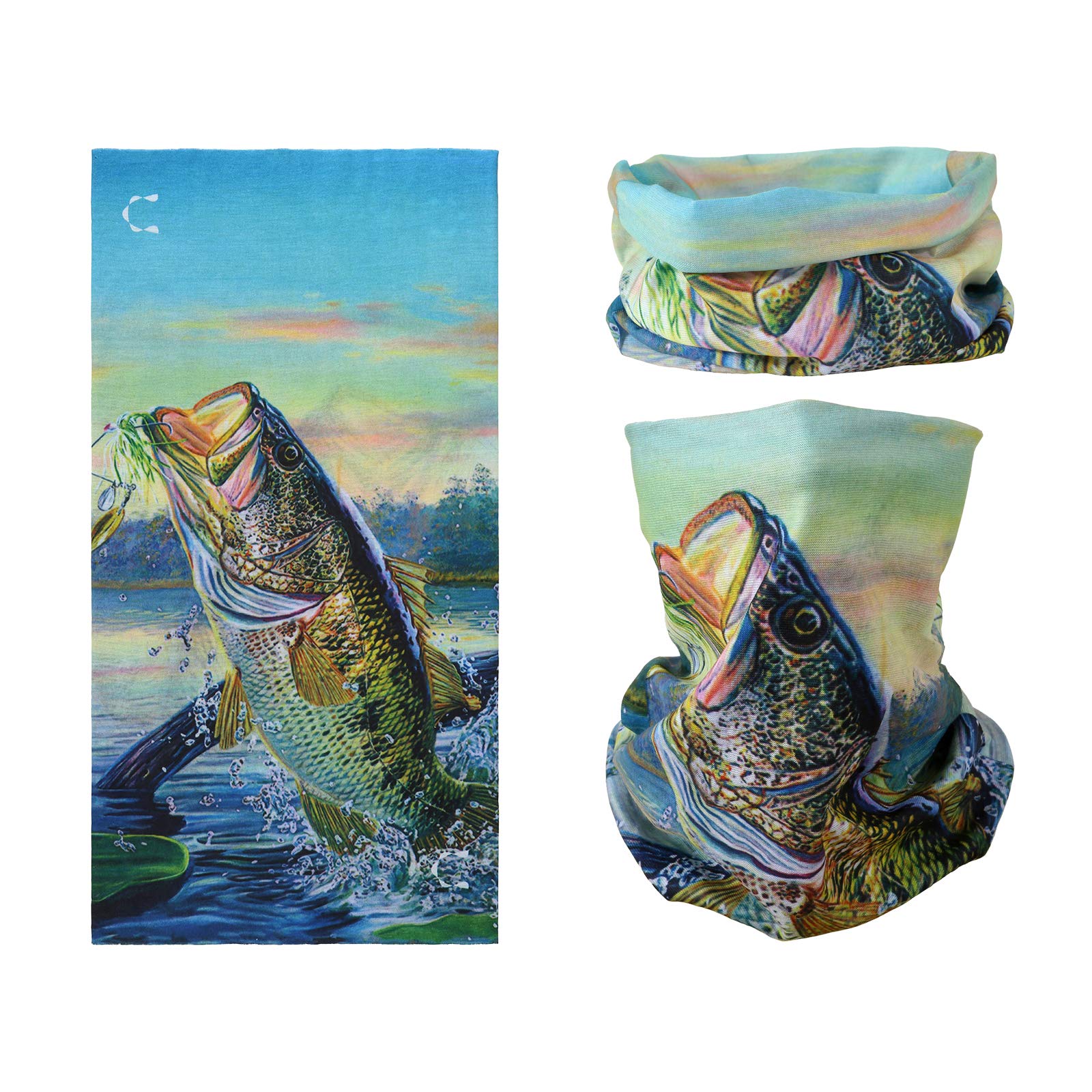 SMEHCF Novelty Seamless Bandana Balaclava Face Cover Mask Shield Neck Gaiter Reusable Breathable Dustproof Windproof Unisex Lure Largemouth Bass Off Water