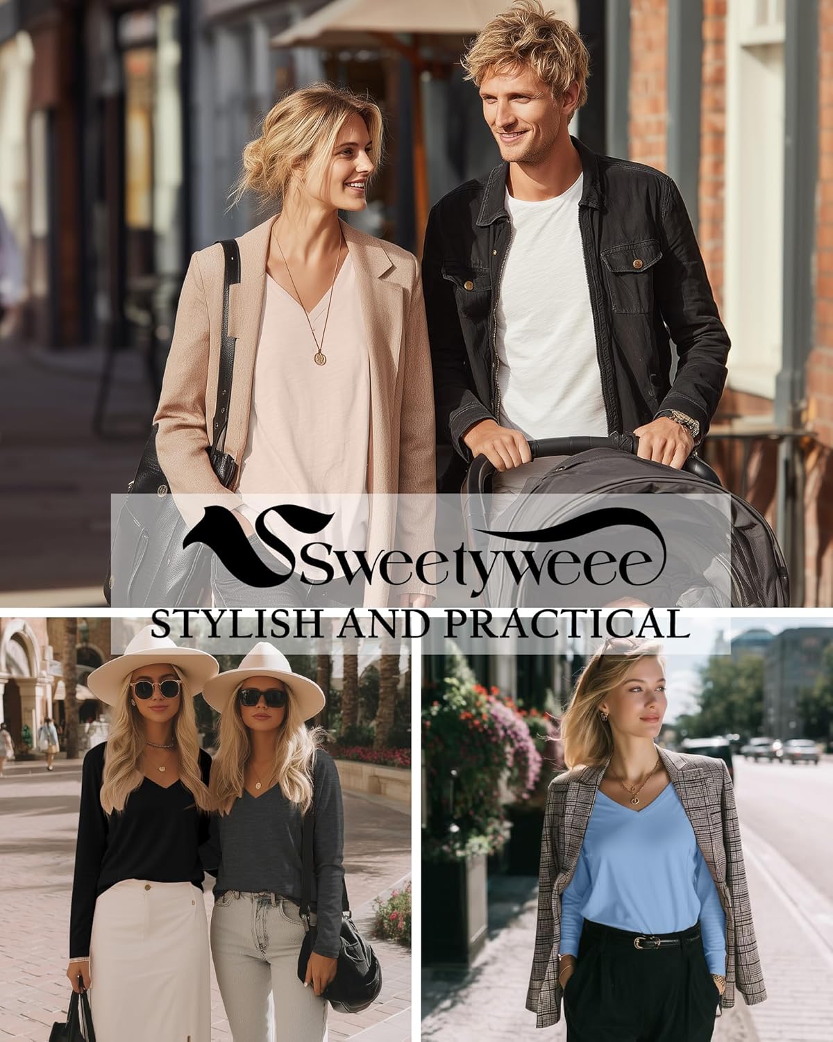 4 Pack Women's Long Sleeve Nursing Shirts with Hidden Zipper V Neck Breastfeeding Clothes Maternity Loose Fit Tops - Image 6