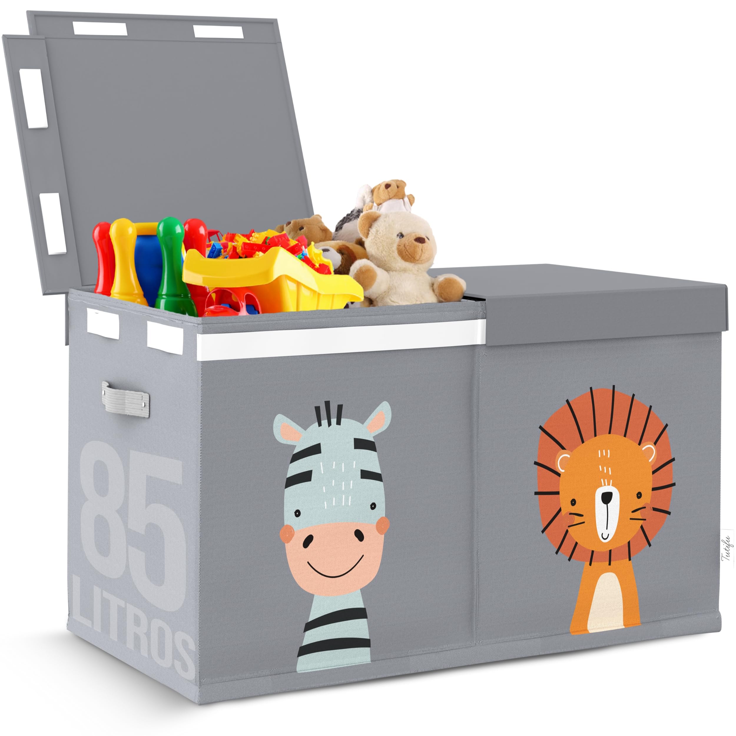 Caja de Almacenaje de Juguetes Plegable de Tela de 85 L. Baúl para Juguetes Infantil, Organizador de Juguetes en Tela Oxford. Guardar Juguetes Almacenamiento. Tapas Reforzadas con Solapas