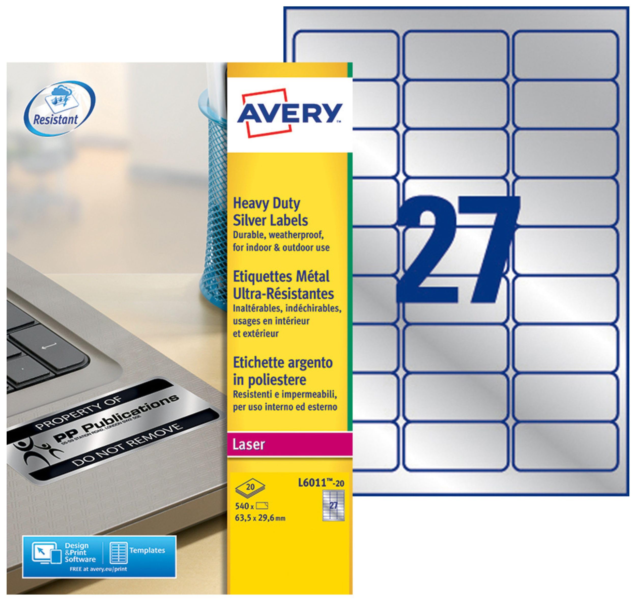 Étiquettes ultra-résistantes Avery aspect métal indéchirables laser - 8