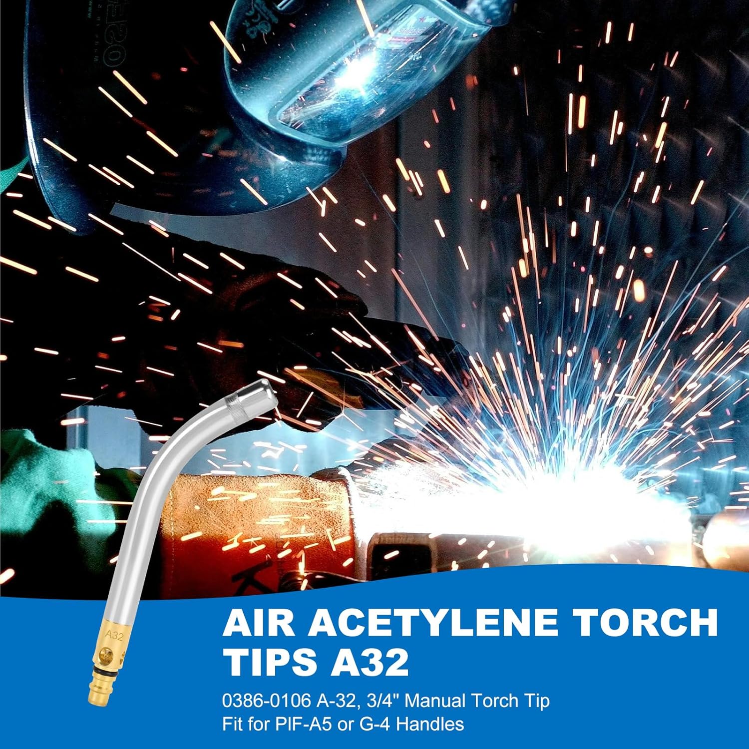 0386-0106 A-32, 3/4" Manual Torch Tip, Turbo Torch Tips for PLF-A5 or G-4 Handles, Silver Braze 1-1/2 to 4", Soft Solder 4 to 6", Quick Connect