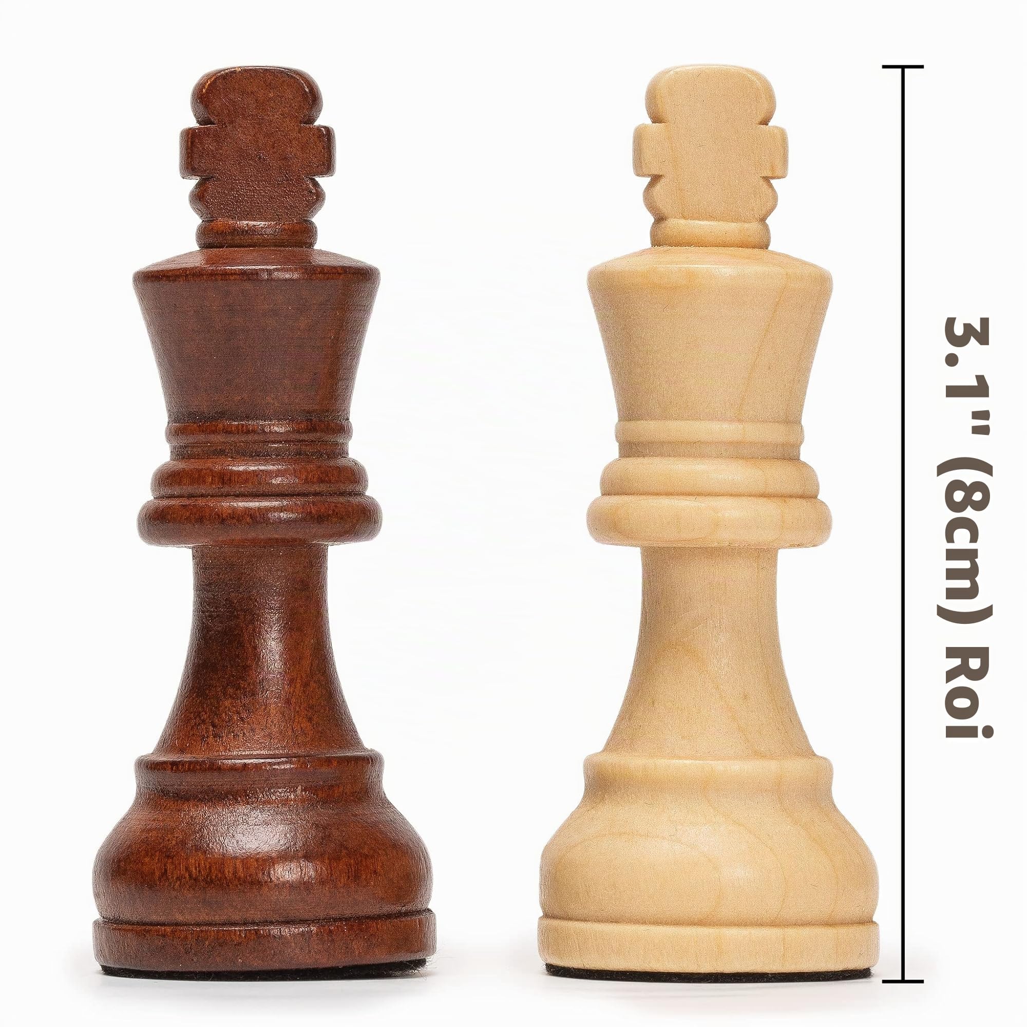 Husaria Staunton No. 4 Pièces d'échecs de Tournoi avec 2 Reines Supplémentaires et Boîte en Bois, Rois de 76 Millimètres