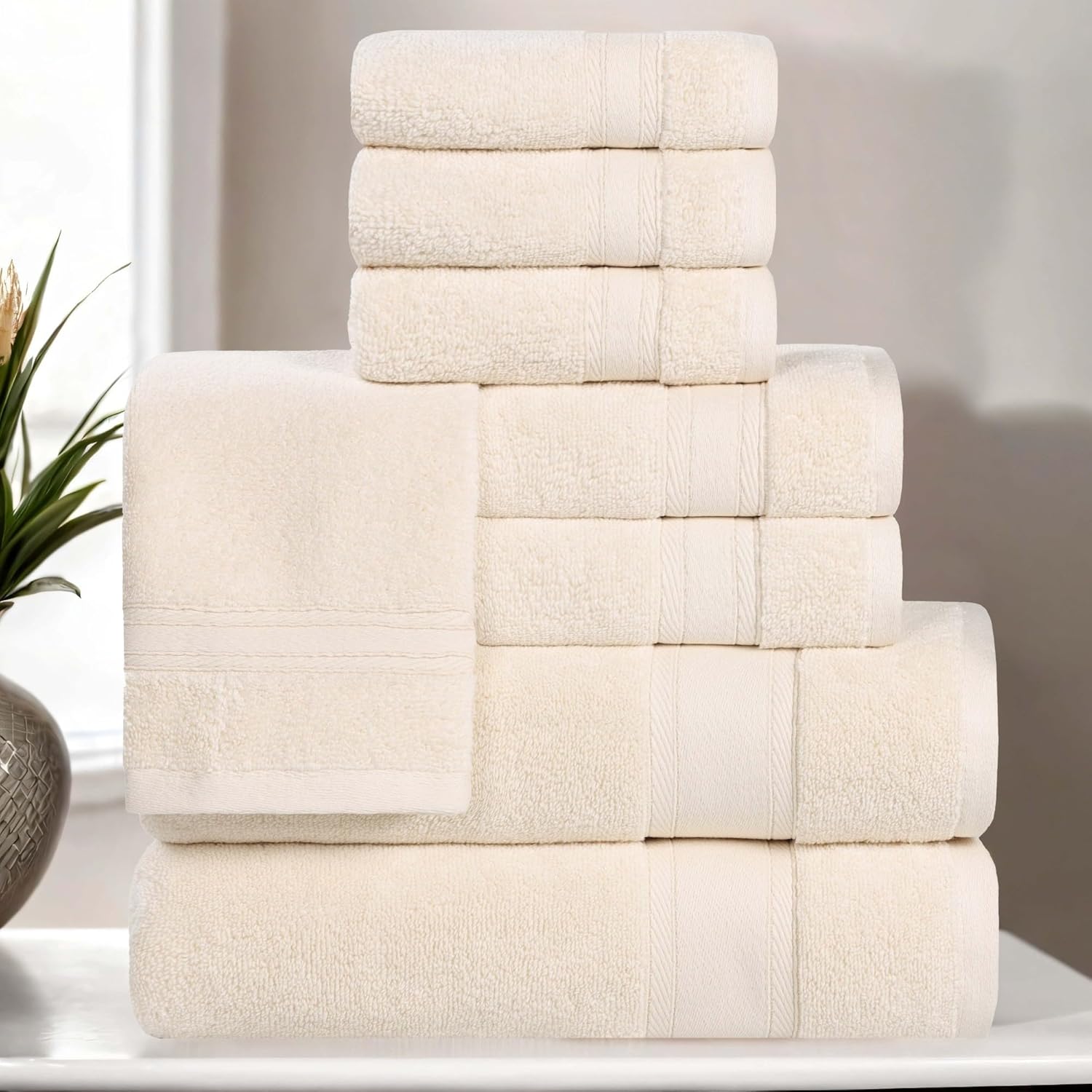 Superior Belmont Zero Twist Cotton Medium Weight Towels for Guest Bath Bathroom Shower Spa Plush Quick Dry Ultra-Soft