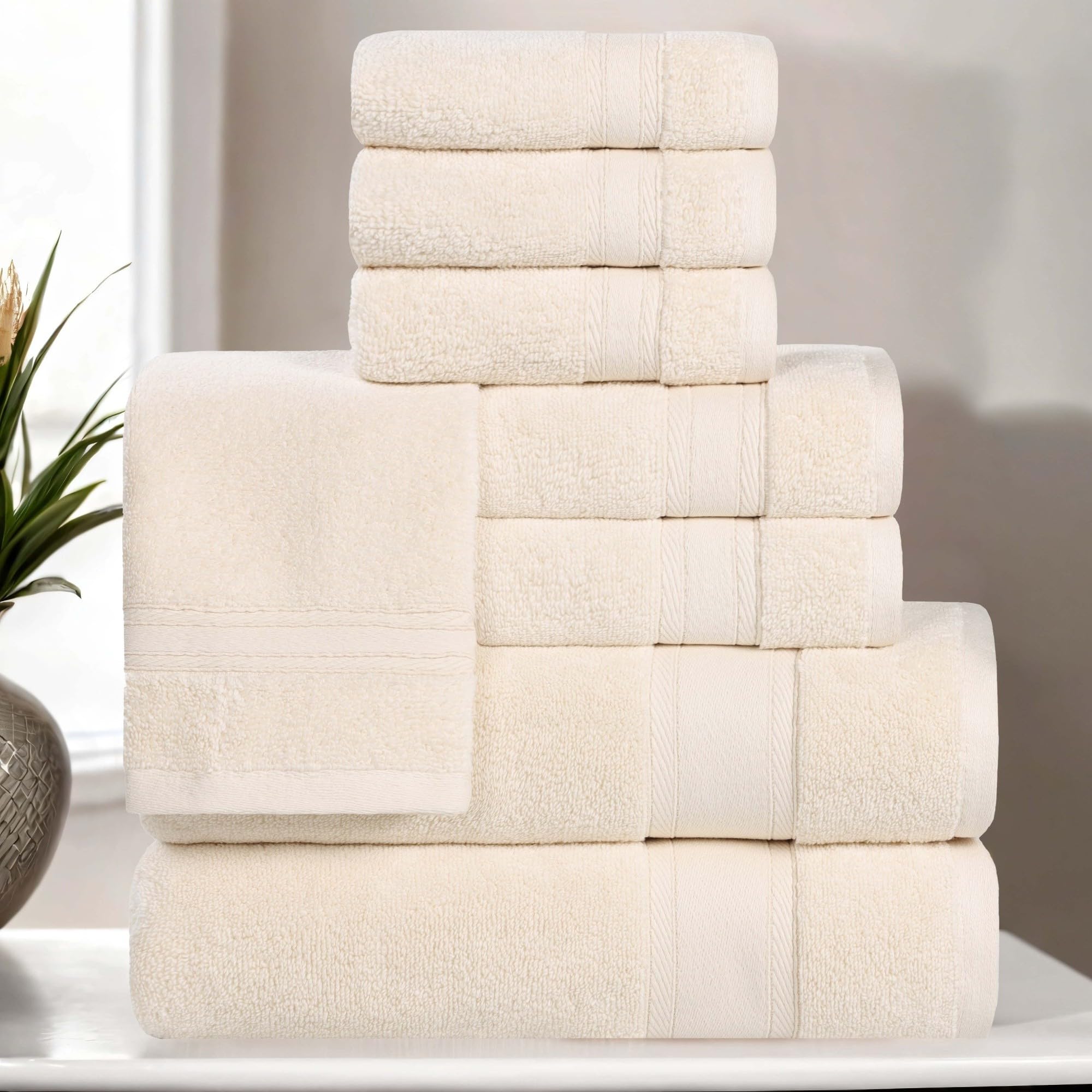 Superior Belmont Zero Twist Cotton Medium Weight Towels for Guest Bath Bathroom Shower Spa Plush Quick Dry Ultra-Soft