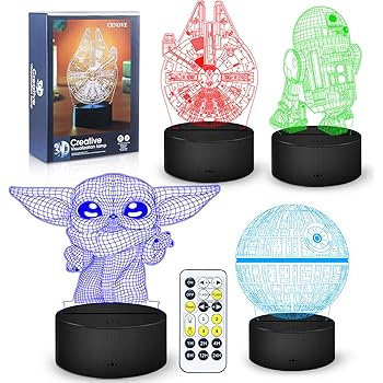 3D Illusion Star Wars Night Light,4 Pattern with Timing Function Star Wars Toys LED Night Lamp for Room Decor,Great Christmas Birthday Gifts for Kids and Star Wars Fans Boys Girls Men