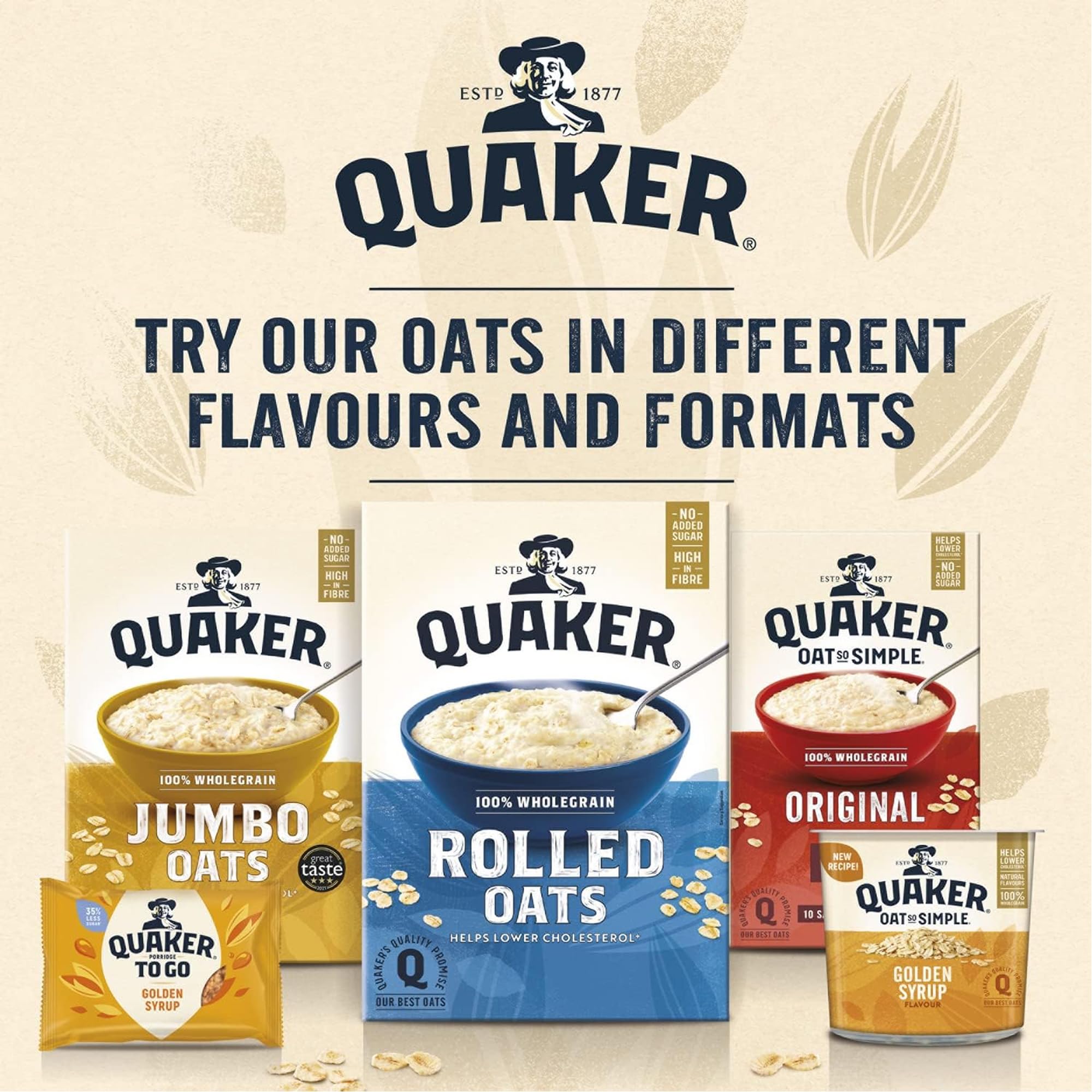Quaker Porridge Rolled Oats 1,5 kg | Copos de Avena 100% integral 1,5 kg (El embalaje puede variar)