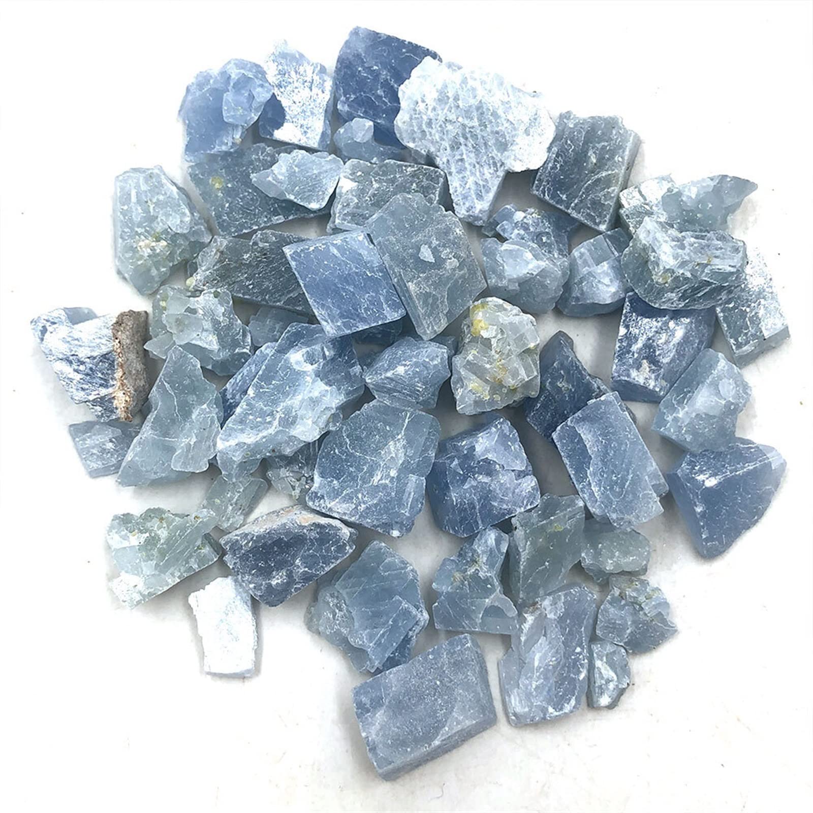 Raccolta domiciliare 50 g/Confezione Bulk Natural Raw Blue Calcite Pietra Grezza Chip Cristalli di Quarzo Roccia Acquario Decorazione della Stanza di casa