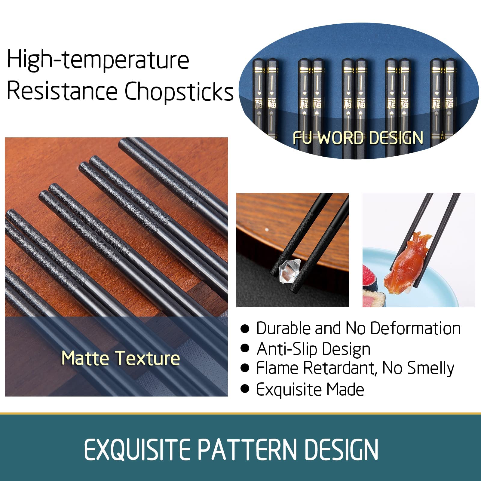 Lot 2 Paires Baguettes Réutilisables Fibre Verre + Support Panda