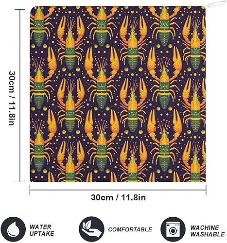 Miniatura 2 de Decorative Hand Towels for Bathroom - Retro Lobster Yellow Print Soft Absorbent Small Bath Hand Towels for Kitchen, Farmhouse, Spa, Hotel, Guest Tea