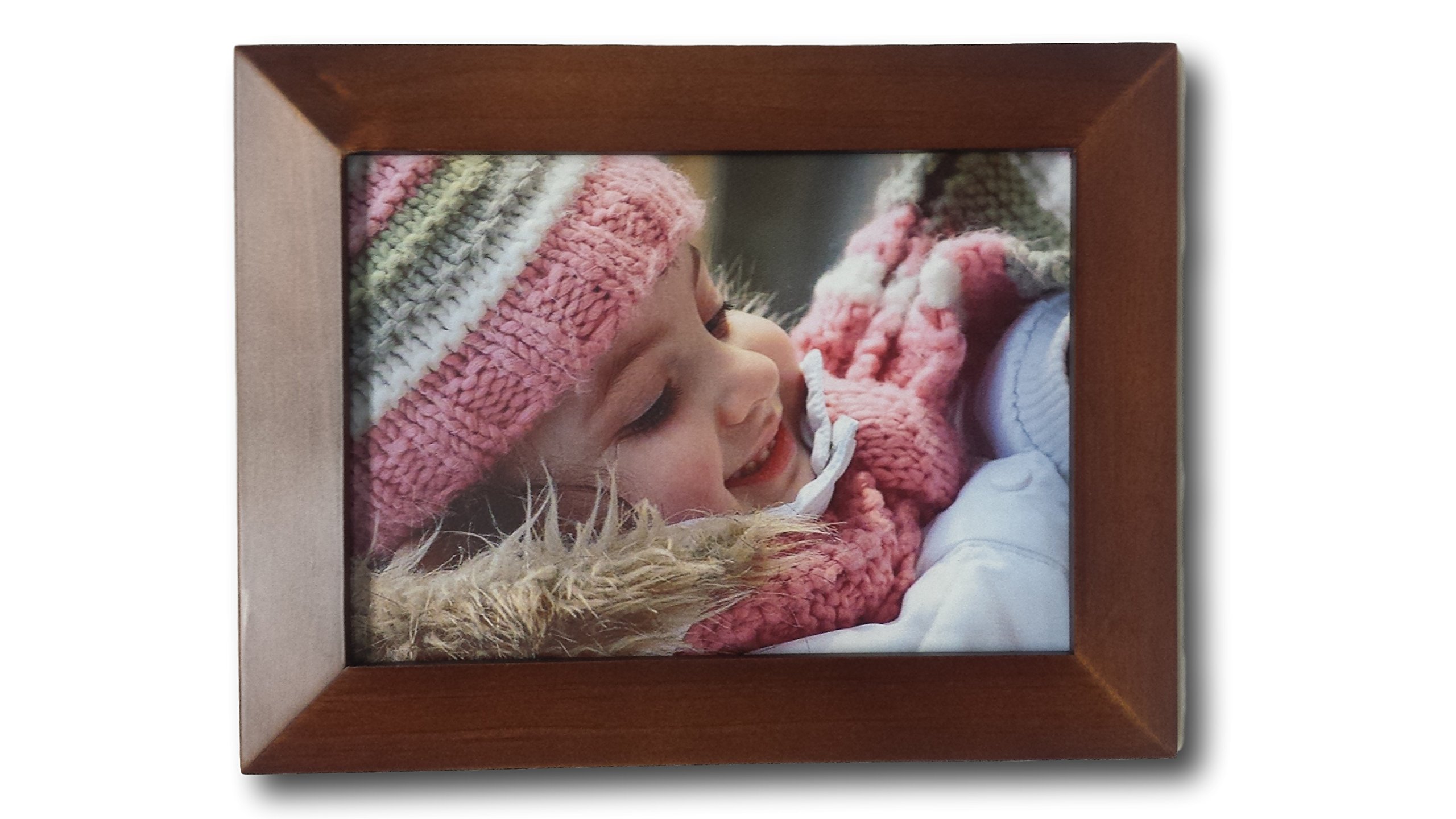 Solid Wood Angled Profile Tabletop or Wall Walnut Finish Picture Frame, 4 x 6"