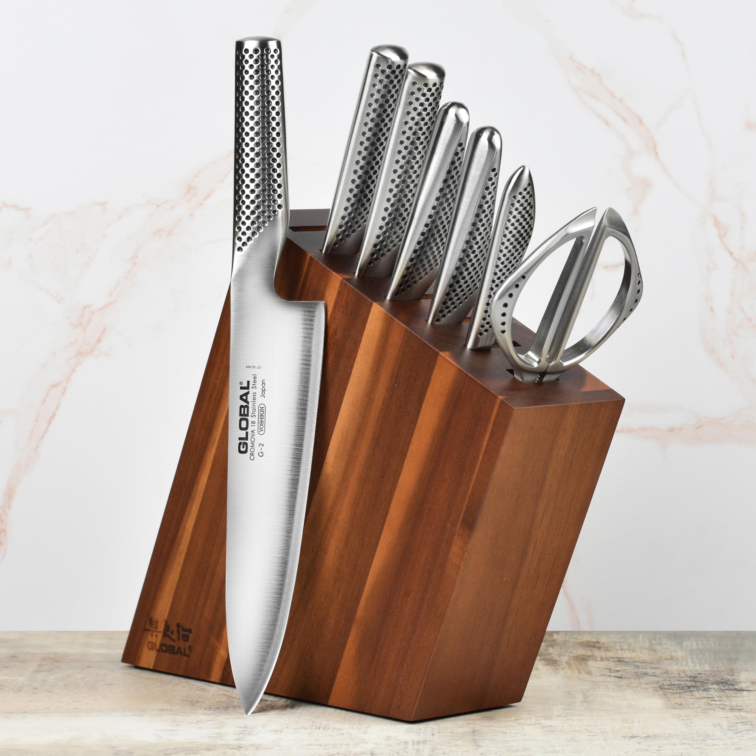Amazon.com: Global 8 Piece Knife Set with Acacia Block: Home & Kitchen