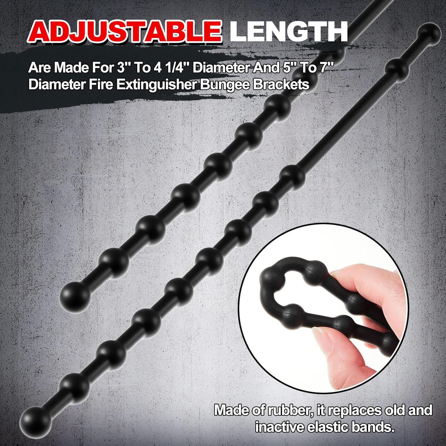 RattanView 4 Pcs 2.5 Lbs and 5 Lbs Fire Extinguisher Replacement Straps, Heavy-Duty Black Rubber Straps for Wall Mount Brackets, Fits Truck Rv Vehicle Boat Home, Quick Release & Firmly Hold