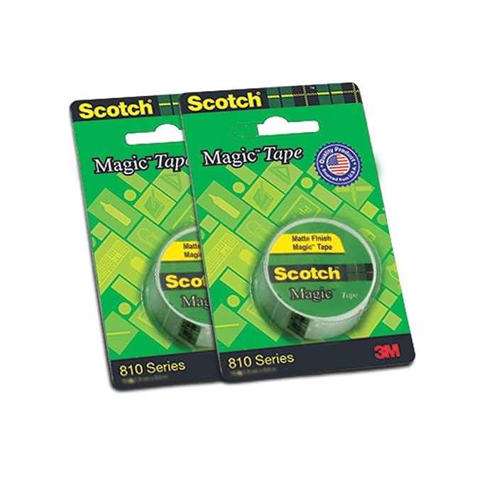 Scotch Magic Tape - The Original Matte-Finish Invisible Tape by 3M, Pack of 2 (2 Rolls, Width 1.9cm Length 25.4m)