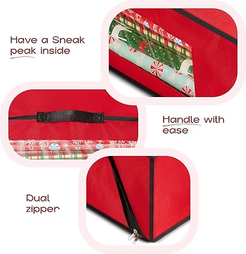 Miniatura 3 de Contenedor de almacenamiento de papel de regalo de Navidad, organizador de papel de regalo de Navidad, almacena hasta 24 rollos estándar, contenedor