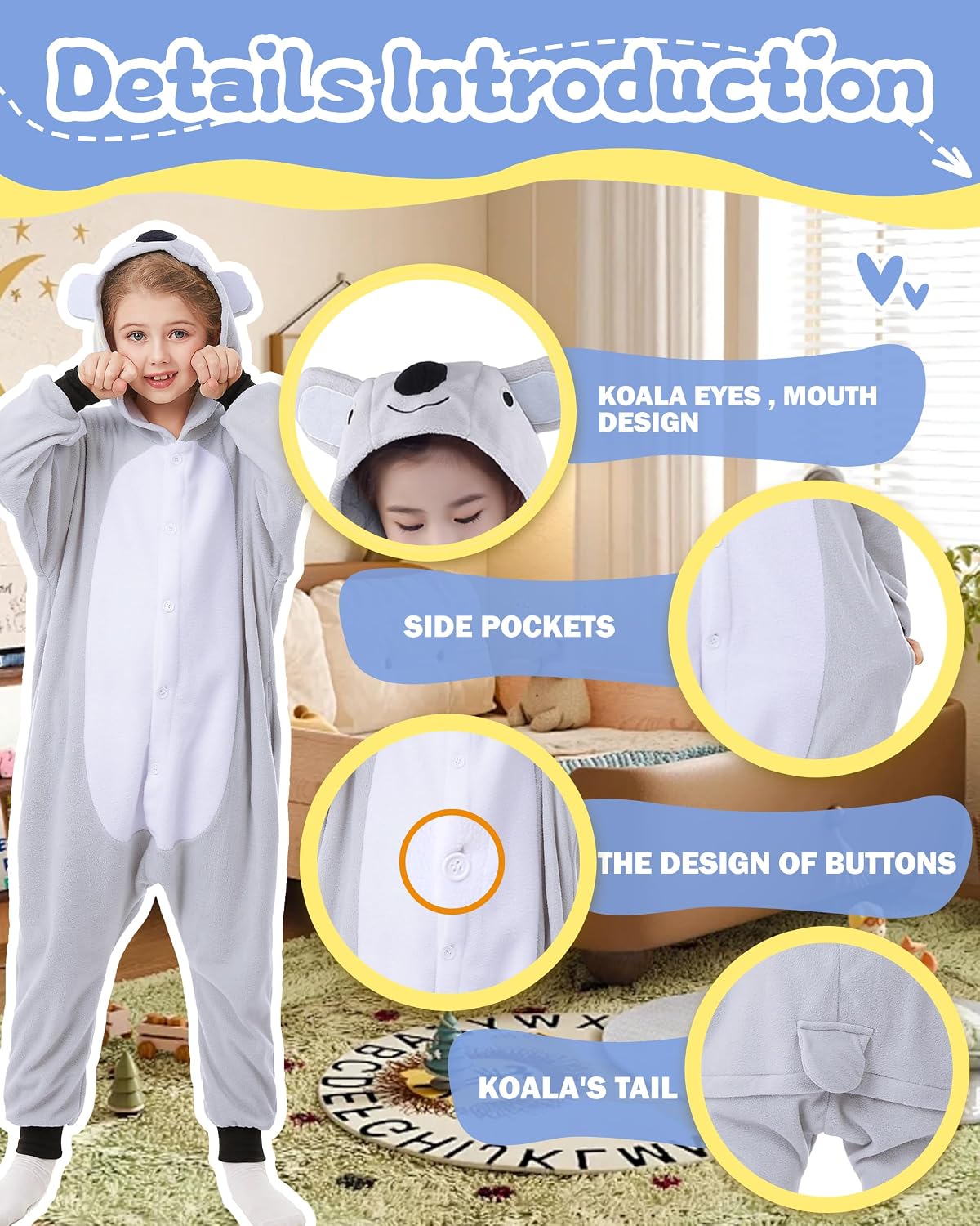 CANASOUR Unisex Anime Halloween Kids Onesie For 4T Girls Boys One Piece Christmas Pajamas Costume Party Cosplay Pyjamas image 3