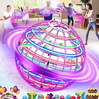 M&HONG 2023 Upgraded Flying Orb Ball for Kids, Hover Flying Ball with Magic LED Lights, Hand Controlled Flying Drone Ball, Mini Boomerang Ball, 360° Rotating Flying Spinner for Boys Girls Adult