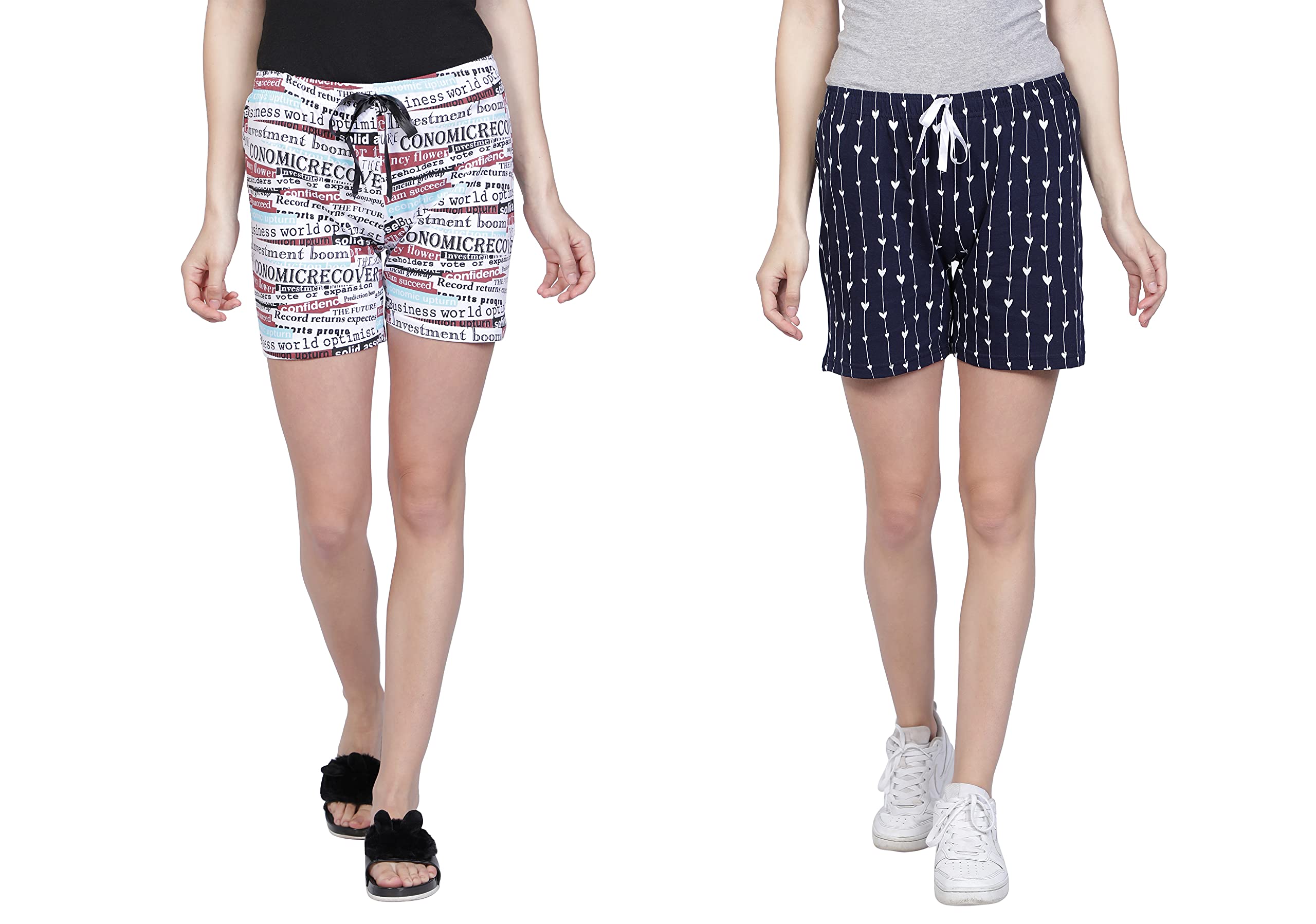Women's Cotton Printed Shorts Lounge Shorts (Multicolor, Xl) - Pack Of 2-image-41