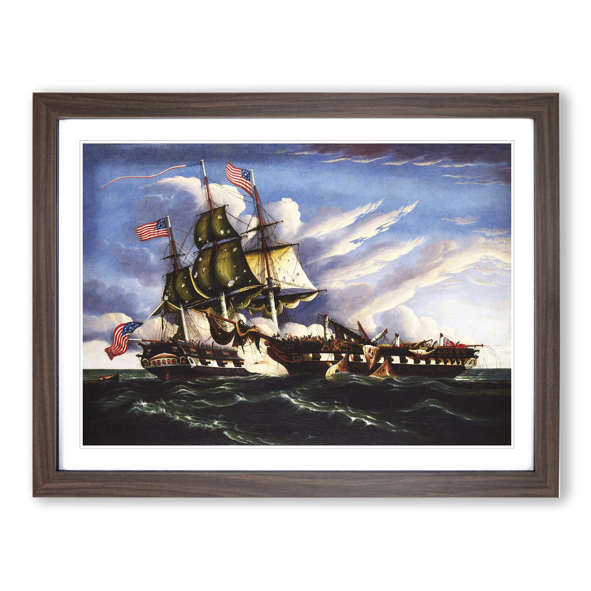 The Constitution And The Guerriere By Thomas Chambers Classic Painting Framed Wall Art Print