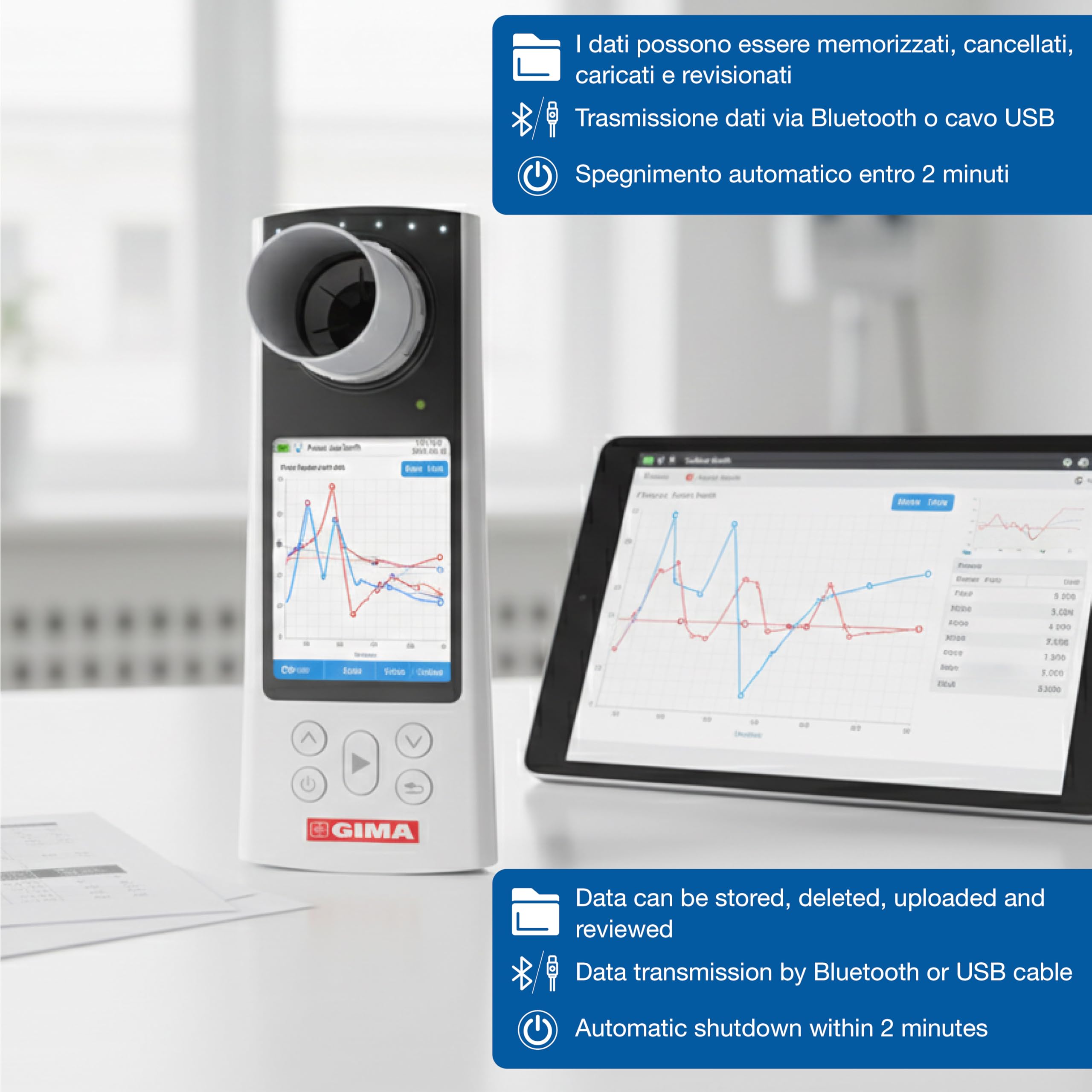 GIMA SP80B Petit spiromètre portable de la fonction pulmonaire
