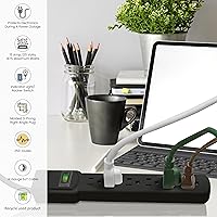 Vista 6 de GoGreen Power - Protector de sobretensiones de 12 pies, 6 tomas, negro (GG-16103M-12BK)