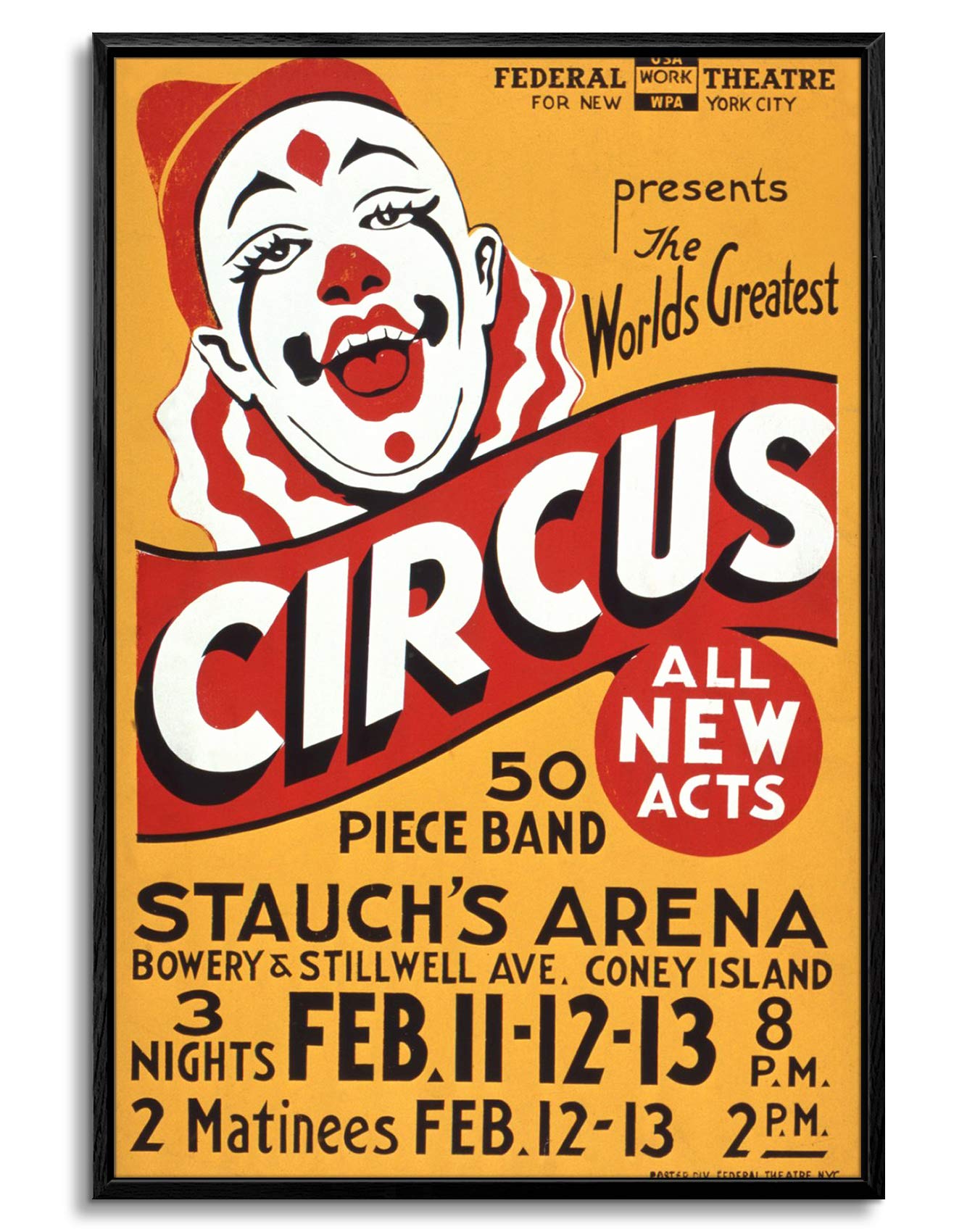 Floating Frame Canvas Print — Circus Performance at Coney Island