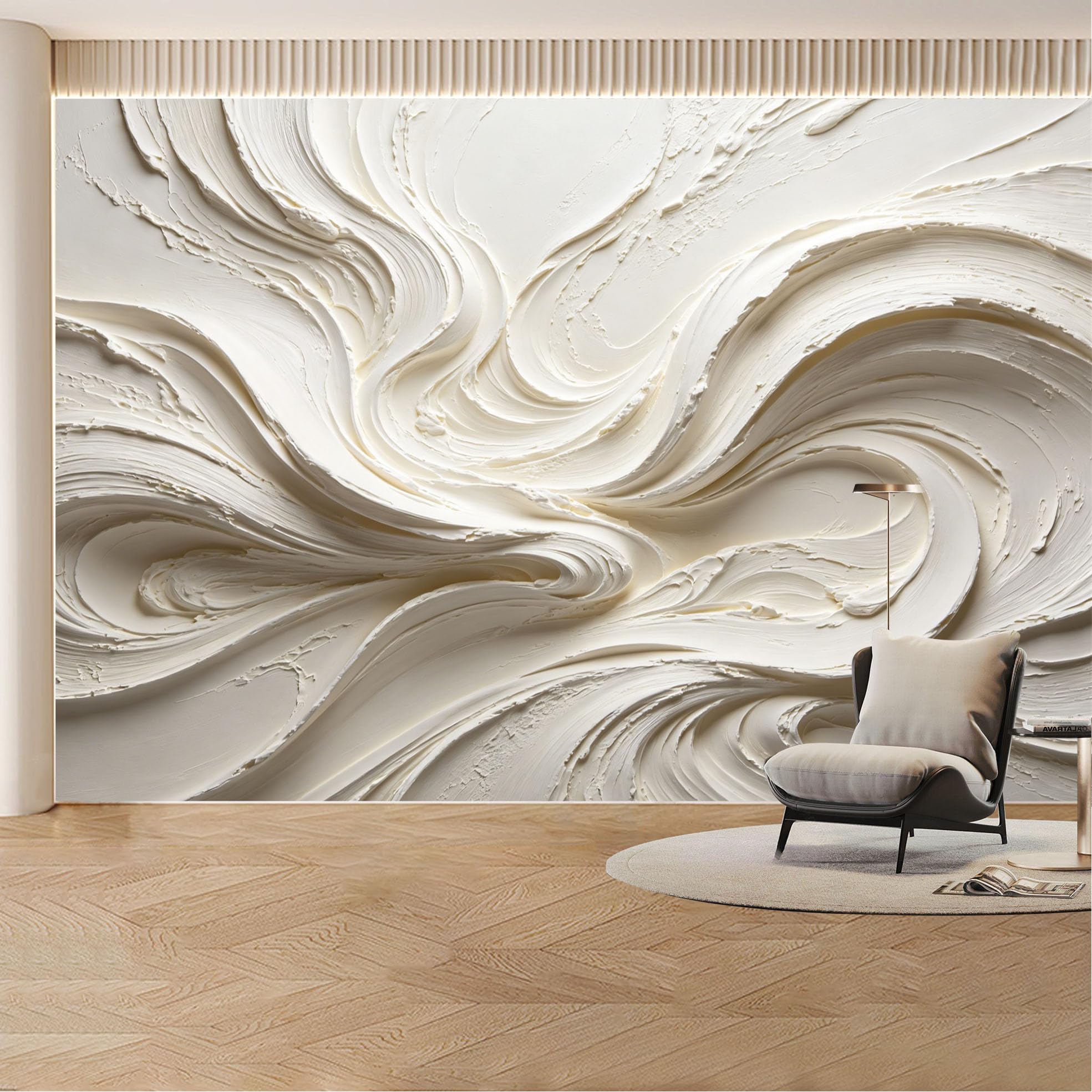 Custom Wall Mural Wallpaper Abstract Swirl， 3D Effect Wall Decor Large Wall Art， Minimalist Luxury Removable SelfAdhesive Large Photo for Living Room， Bedroom， Office