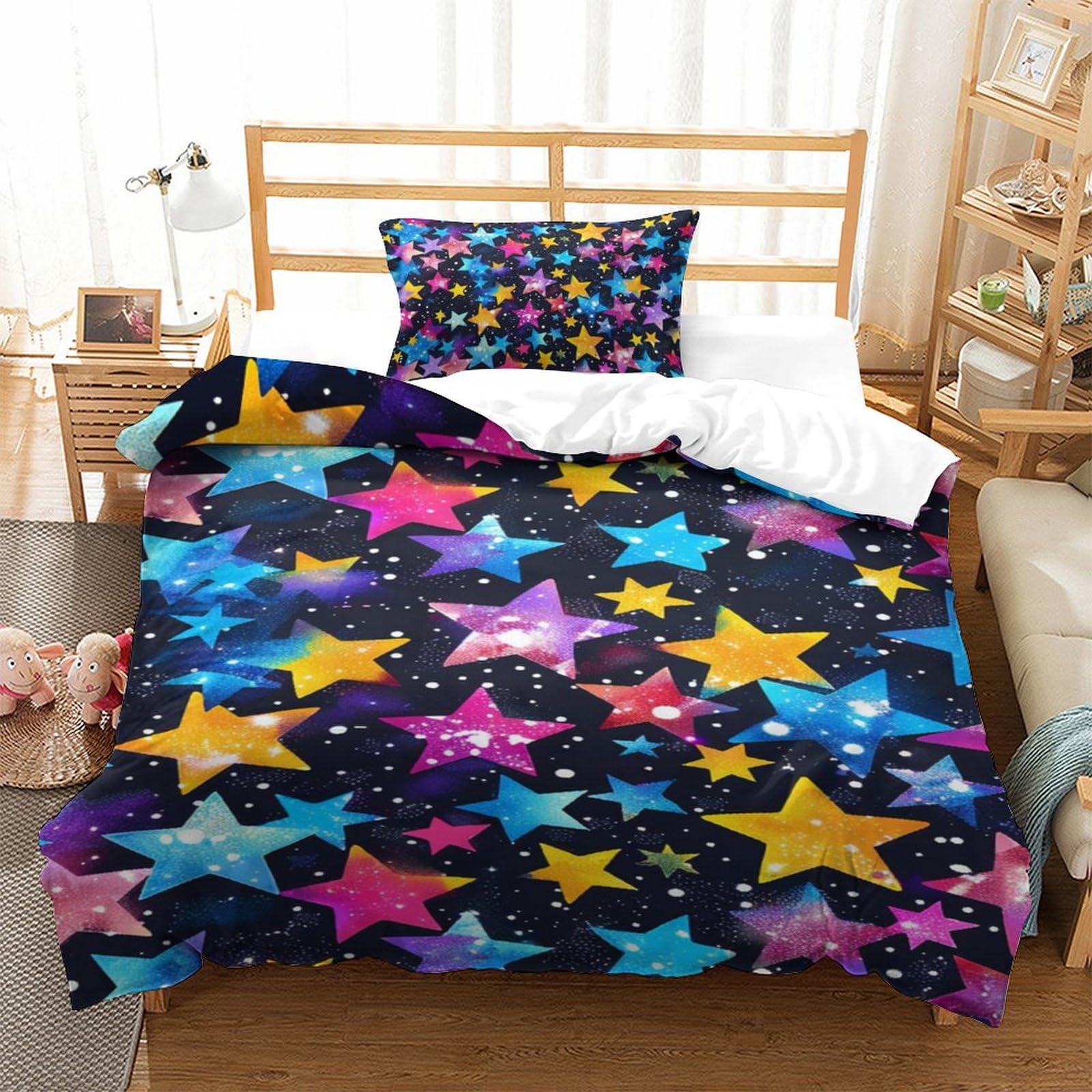 Housse couette doux anti-glissement fermeture éclair 135x200 lit garçon adulte