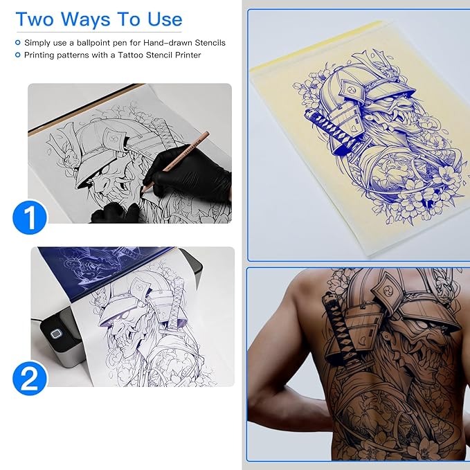 Kit Máquina Tatuar Rotativa Pen para Principiantes con Papel miniatura 8