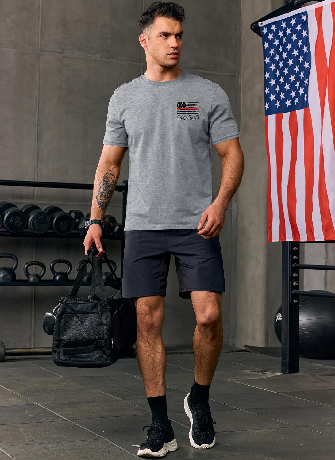 Arvilhill Mens 4th of July T-Shirt Patriotic Cotton Double-Sided Print Short Sleeve Shirts (S-3XL)