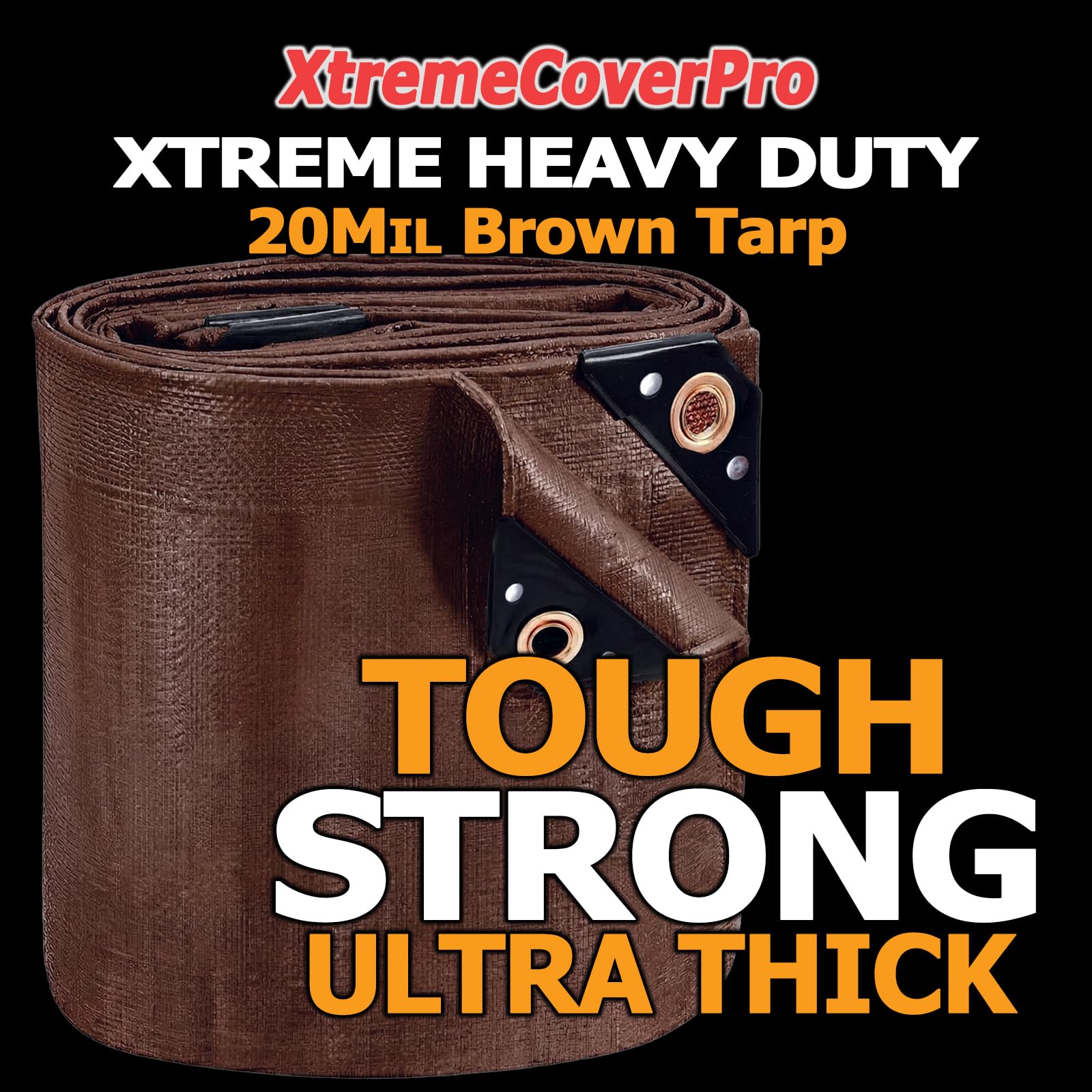 20' x 20' Brown Super Ultra Heavy Duty Tarp – 20 Mil Waterproof
