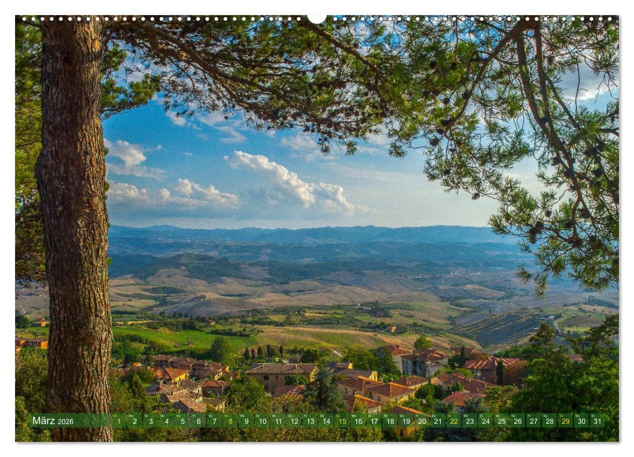 TOSKANA im magischen Licht (hochwertiger Premium Wandkalender 2026 DIN A2 quer), Kunstdruck in Hochglanz: Italiens lichtvolle Region fasziniert! (CALVENDO Orte)