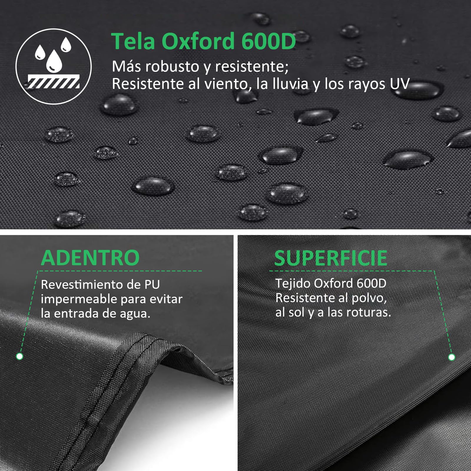 Funda Sofá de 3 Plazas, Fundas Muebles Jardin Exterior Impermeable, 600D Tela Oxford Protección contra la lluvia, el Viento, el sol y el Desgarro, Funda Sofa Exterior (165x70x65/94cm)