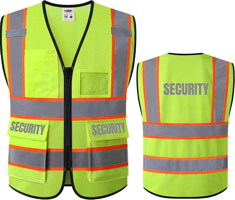 Security Vest for Security Guard Hi Vis Safety Vest for Men Women Reflective Vests with Pockets Meet ANSI/ISEA