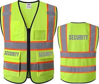 Security Vest for Security Guard Hi Vis Safety Vest for Men Women Reflective Vests with Pockets Meet ANSI/ISEA