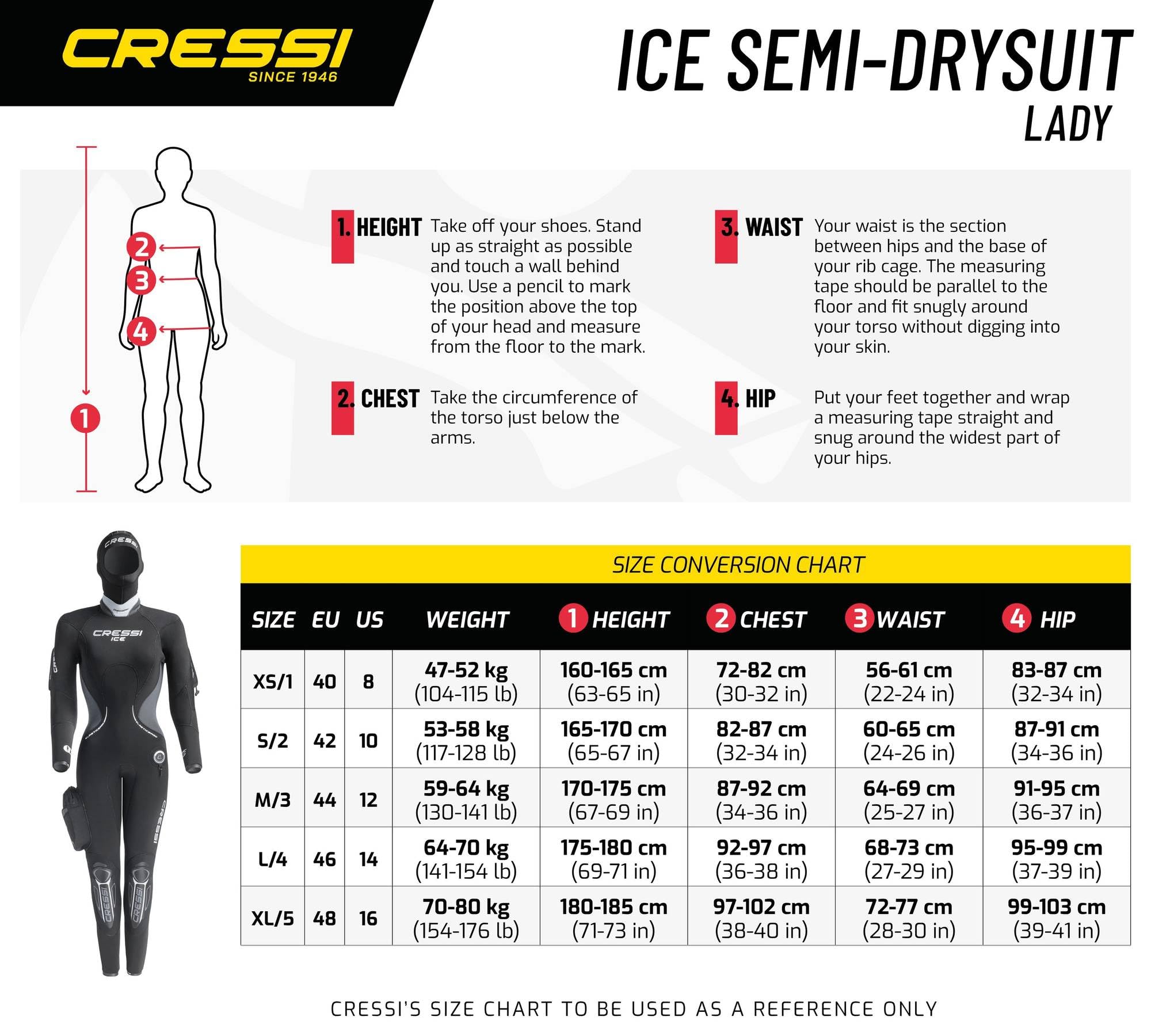 Cressi Damen Ice Premium Neopren 7 mm Halbtrockener Anzug