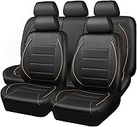 Vista 18 de CAR PASS Funda Universal FIT para asiento de automóvil de cuero con ribetes para SUVs, camionetas, camiones, compatible con bolsas de aire, diseño