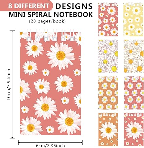 Miniatura 2 de Faccito 24 cuadernos de bolsillo con diseño de margaritas bohemias, cuaderno de bolsillo Groovy, mini bloc de notas encuadernado en la parte