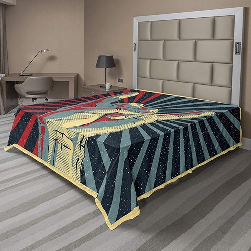 Ambesonne Music Flat Sheet, Hand in Heavy Rocker Sign Musical Universal Gesturing Thunder Bolts Party People, Soft Comfortable Top Sheet Decorative