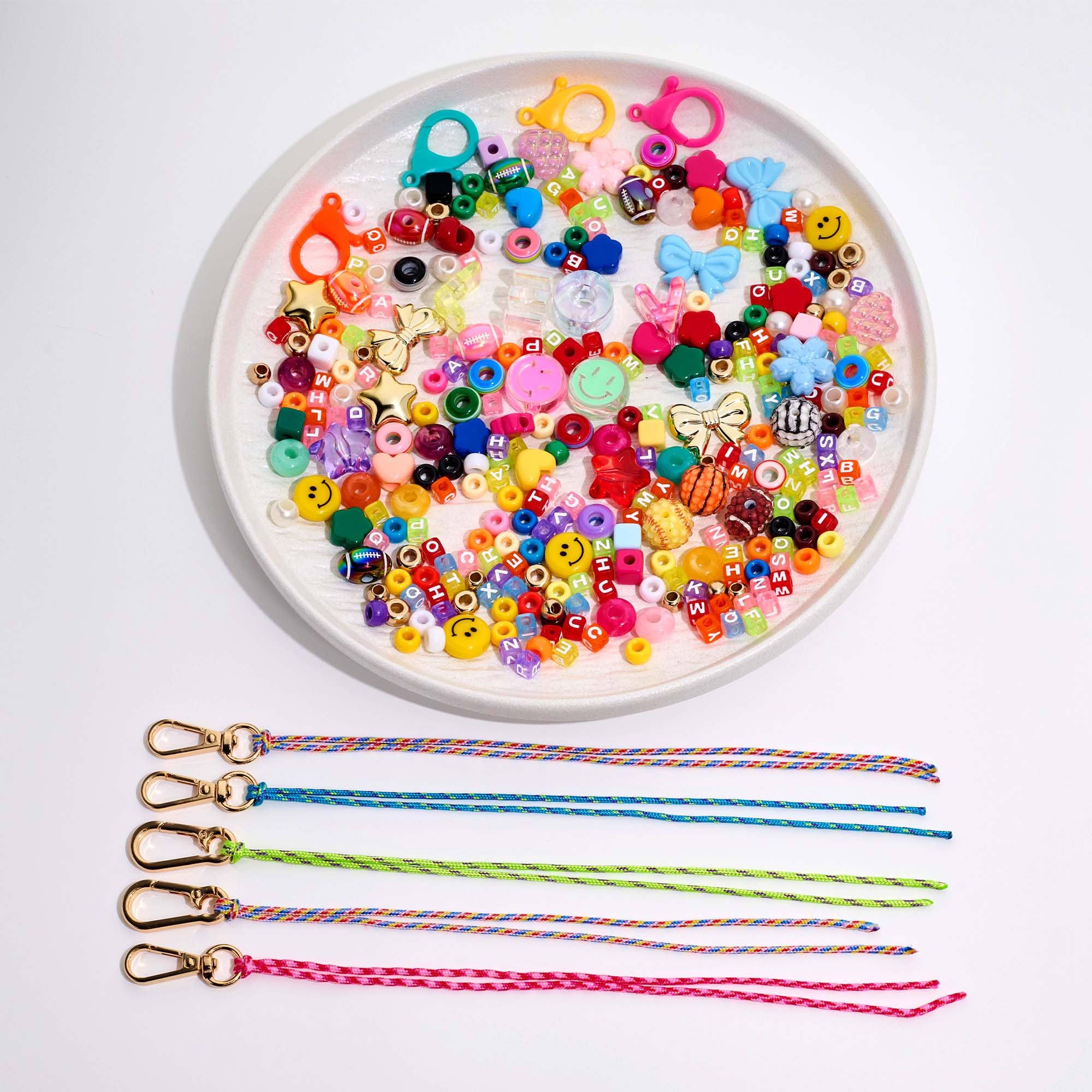 TOVABA Kit per Fare Portachiavi Fai da Te - Set Creativo per Realizzare Portachiavi Personalizzati con Perline Colorate e Accessori per Bambini e Adulti