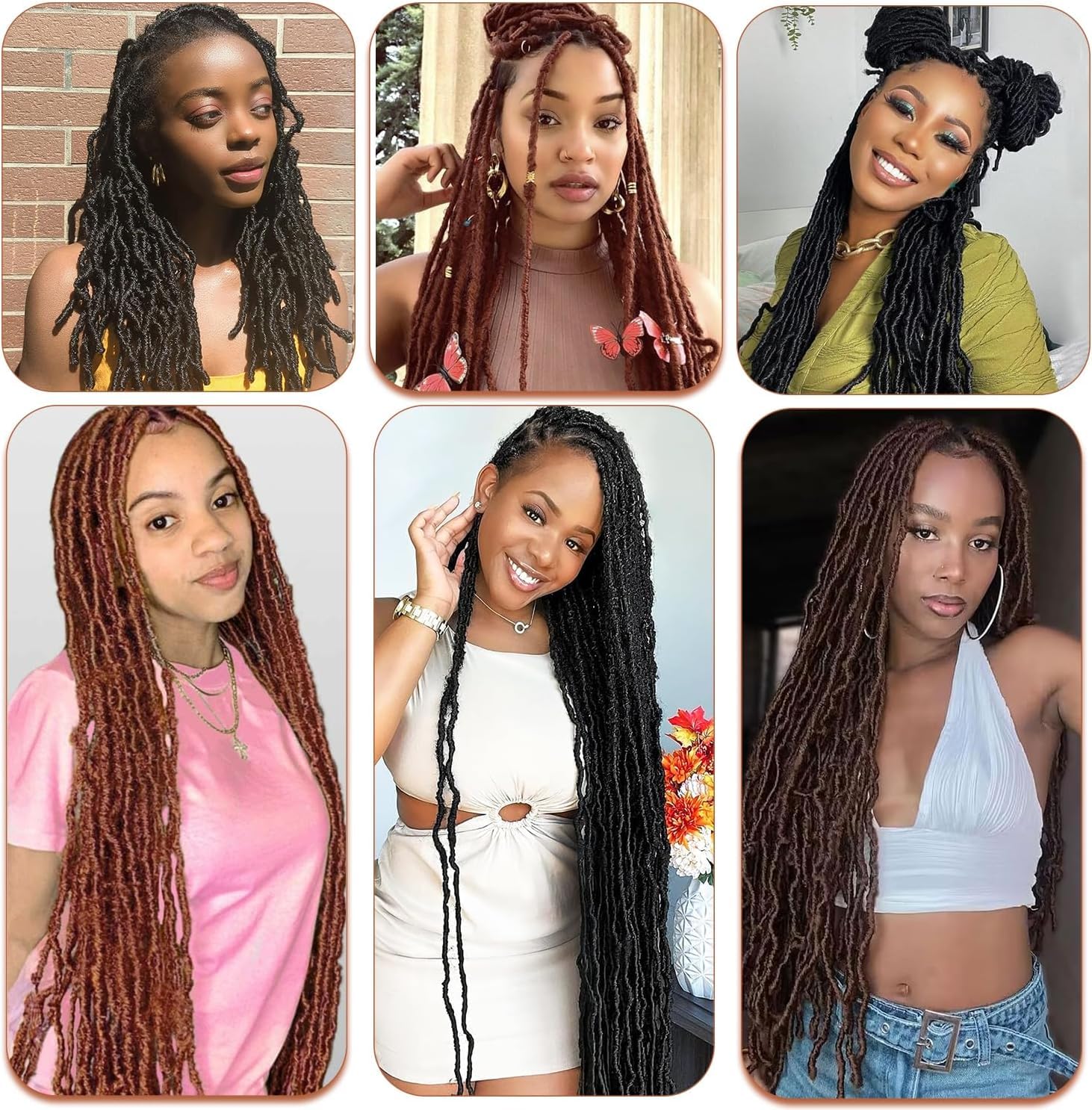 8 Packs Faux Locks Crochet Braids Meches Soft Locs Meches Pour Tresses Africaine Faux Locs Crochet Hair Meches Bouclees Pour Tresses (#1B, 60.9 CM(Lot de 8))