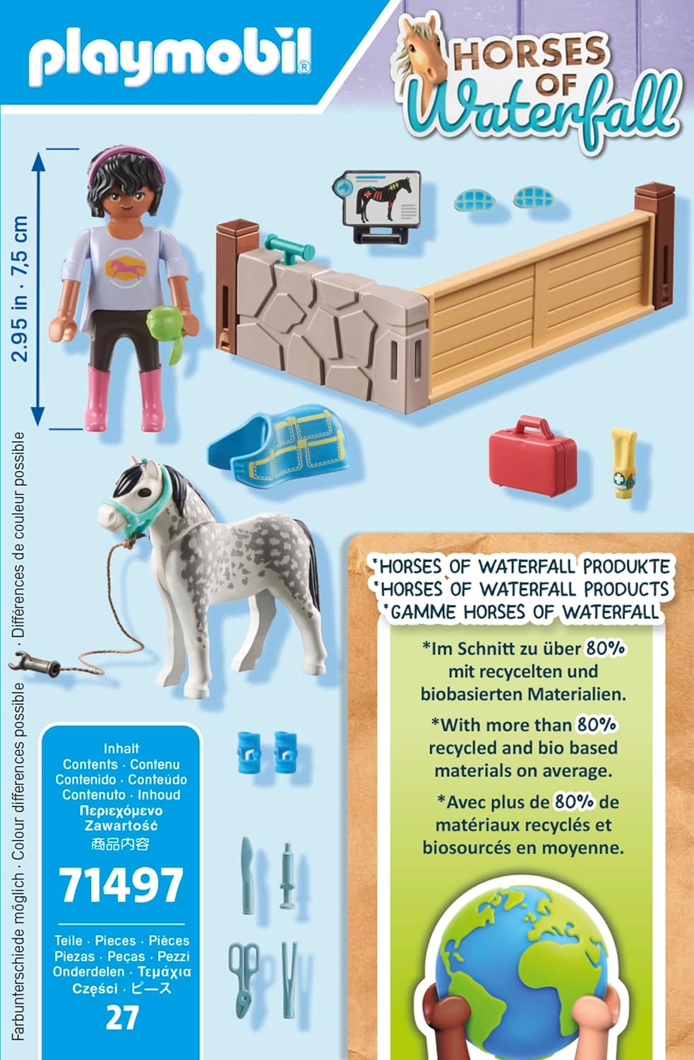 PLAYMOBIL Horses of Waterfall 71497 Horse Therapist, Loving Care and Care of Horses, with Bandages and Delicious Rewards, Detailed Toy for Children from 4 Years