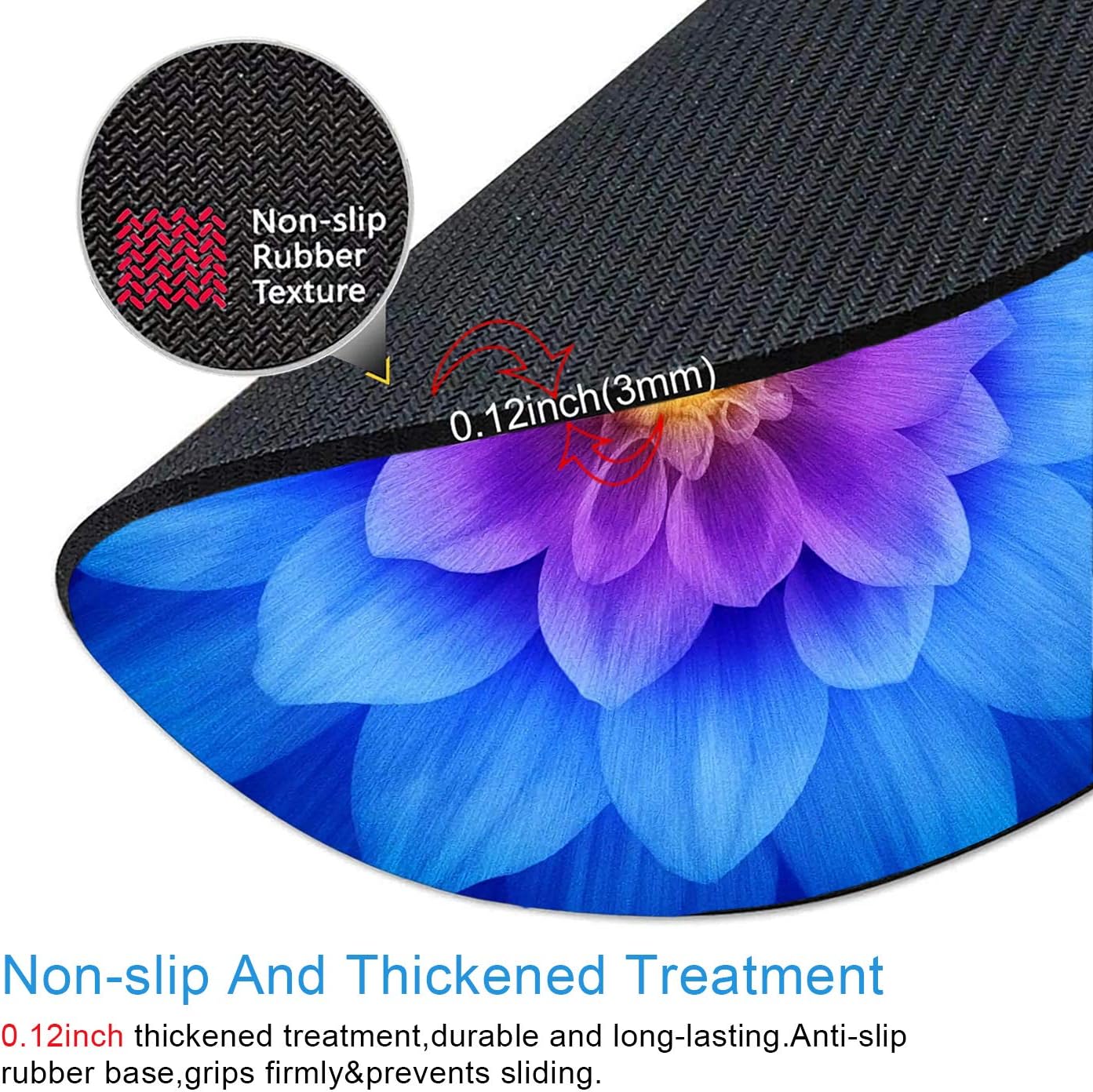 IMAYONDIA Mouse Pad, Blue Watercolor Lotus Flower Round Mouse Pad, Non-Slip Rubber Base Mousepad for Laptop Computer, Personalized Small Mousepad with Designs for Women, 7.9 x 7.9 Inch : Office Products