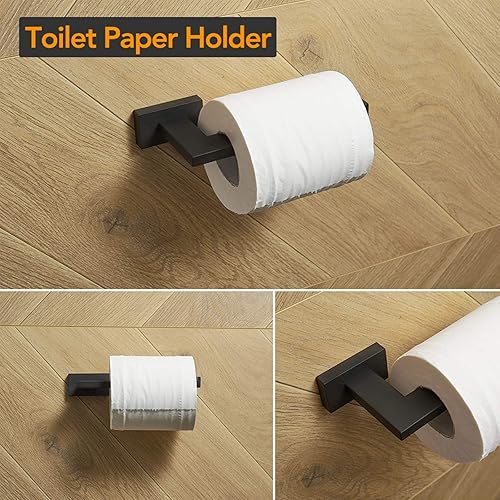 Miniatura 4 de BESy Juego de accesorios de baño de 4 piezas (toallero, toallero de mano, soporte para papel higiénico, gancho para toallas), colgador de toallas